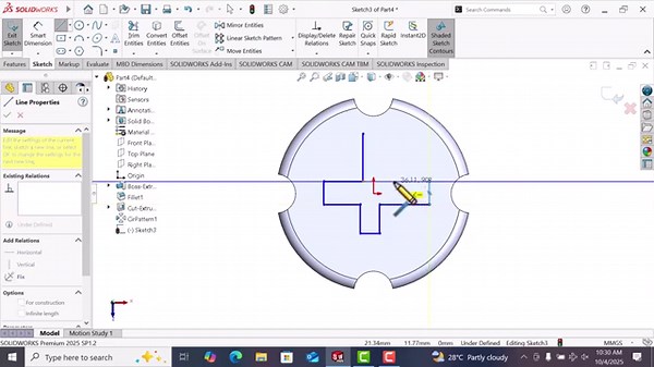 How to use 3D Circular Pattern in SolidWorks 2025