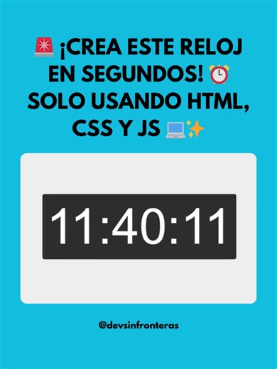 En este video te muestro cómo crear un reloj digital ⏰ en solo unos segundos usando HTML, CSS y JavaScript 💻✨. Es súper fácil y perfecto para tus primeros proyectos web 👨‍💻. ¡Mira el resultado final y sorprende a todos con tu habilidad para programar! 🚀 #BackendDev #fyp #dev#learn #autodidacta #fullstack #titktok #techtok #html #css #js