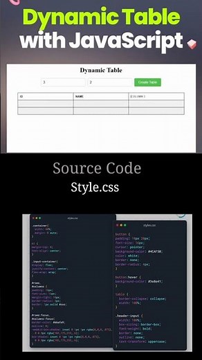 Create Dynamic Table Content Using HTML, CSS & JavaScript