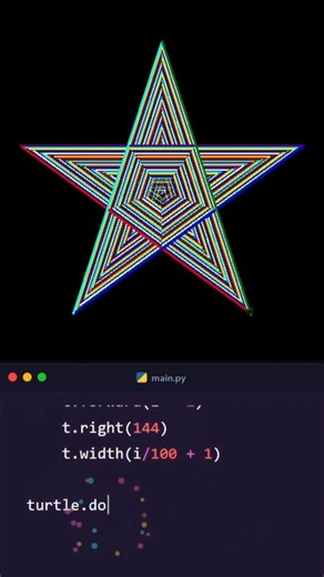 Mesmerizing Star Art with Python Turtle 🐍 | Creative Coding Output #Shorts