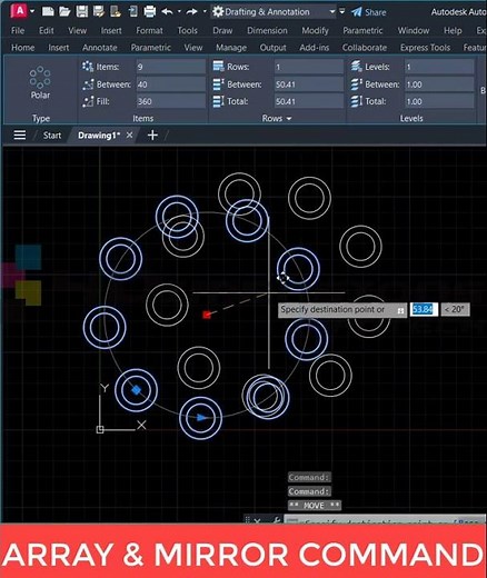 Array Command in AutoCAD | Step-by-Step Guide for Rectangular, Polar, and Path Arrays
