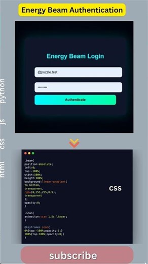 Building a Sci-Fi Energy Beam Login with HTML CSS JS ⚡ #coding #htmlcss #shorts