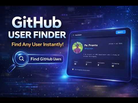 👉 GitHub User Finder with API | GitHub User Profile Finder Tool | Portfolio Project