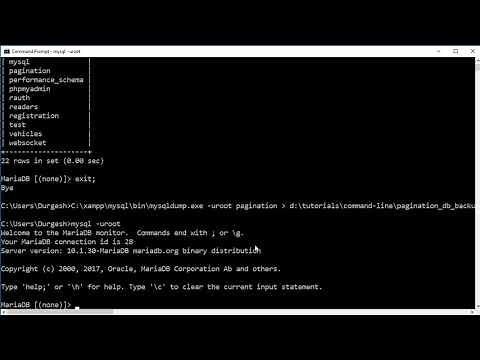 MySQL command line database backup and restore in windows