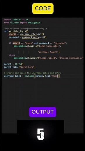 Login UI in Python Using Tkinter #pythonprogramming