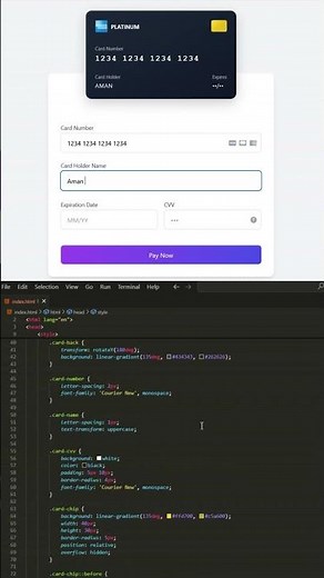 ✨ Stunning Credit Card Animated Form Design with HTML, CSS, JS & Tailwind CSS! #python #tekki_coder