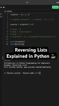Reversing Lists in Python #programming #python #coding #code