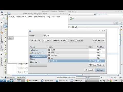 JavaFX example: save TextArea to file, using FileChooser