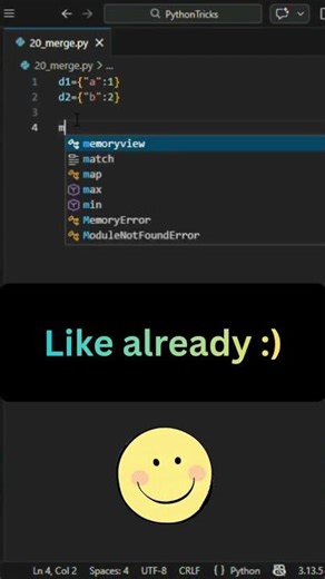 Merge Two Dictionaries in One Line 👆 (Modern Python)