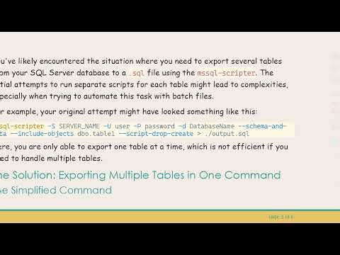 How to Efficiently Export Multiple Tables in SQL Server Using mssql-scripter