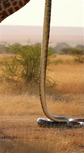Giraffe Eating a Giant Python in the Wild