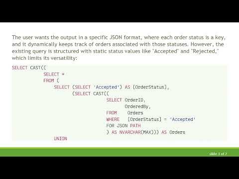 Transforming Static JSON in SQL to Dynamic JSON Arrays