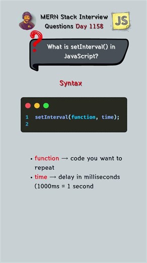JavaScript setInterval function Explained in 30 Seconds! #shorts