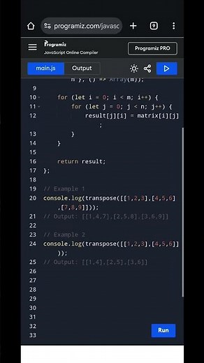 Transpose of a Matrix in JavaScript | Easy Matrix Transformation Tutorial