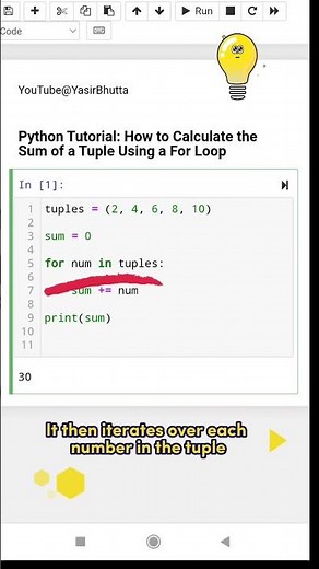 Python Tuple example: How to Calculate the Sum of a Tuple Using a For Loop | Python for Beginners