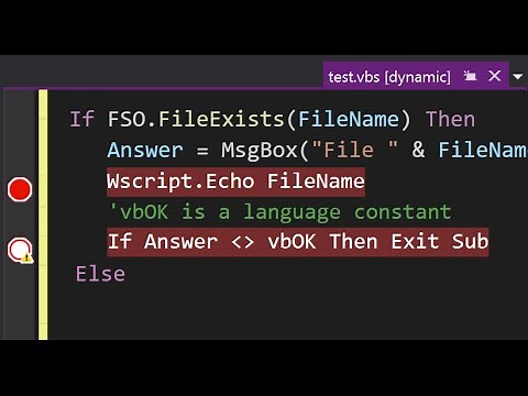 How to Debug VBScript (Visual Studio)