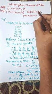 Example of Knapsack Problem using Greedy Method | Knapsack Problem with Solutions #dsa #knapsack