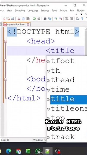 How to create a HTML structure | Using notepad ++