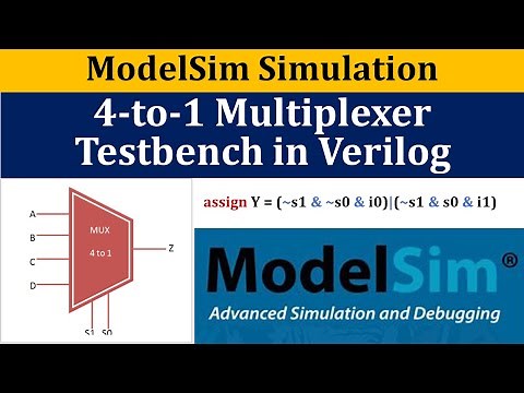 Dataflow level Verilog Code of 4-to-1 Multiplexer/Mux and Testbench simulation in ModelSim