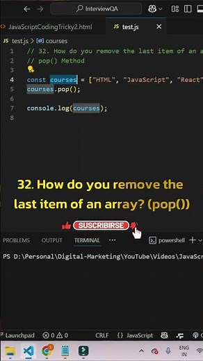 JavaScript pop() Method | Remove Last Item from an Array in Seconds