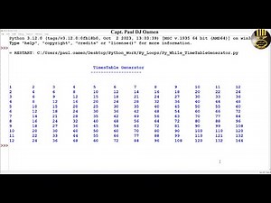 How to Create a Formatted Multiplication Times Table using For Loop in Python
