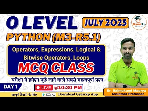 🔴 O Level Python M3-R5.1 MCQ Class | Operators, Expressions, Logical & Bitwise Operators, Loops
