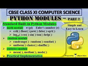 Python Modules (Part 2) | CBSE Class 11 Computer Science | Python Built- in Modules Explained