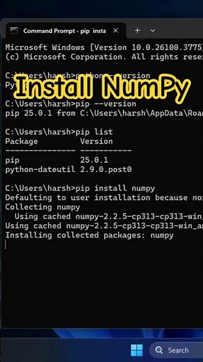 Install Numpy #shortsfeed #python #datascience #coding #python #viralvideo #shortvideo