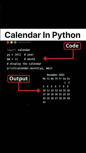 Learn how to generate monthly calendar in Python with just a few line of code! ‪@Apnacode07‬