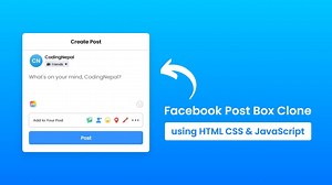 Facebook Post Box Clone in HTML CSS & JavaScript
