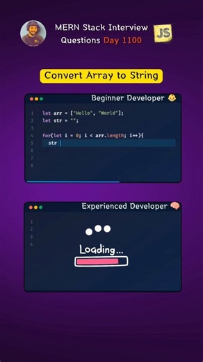 PC Prajapat ll Software Engineer on Instagram: "Convert array to string using JavaScript #javascript #frontenddeveloper #programming #codingresources #reelsinstagram"