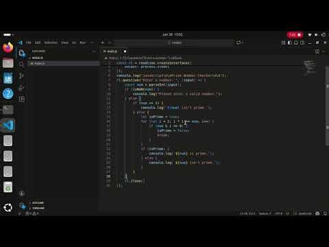 Prime Number Checker in JavaScript (Node.js) Without Sound