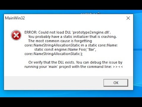 how to solve(error: could not load dll ' prototype2engine.dll)