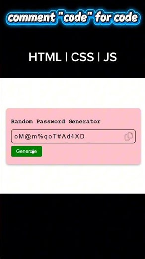 Random Password Generator use | HTML | CSS | JS #JavaScript #html #css #animation #coding #ai #js