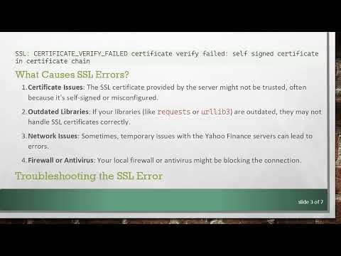 Resolving SSL Error when Using yfinance to Download Data in Python