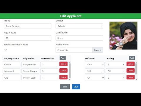 Master Detail entry form using Advanced JavaScript CSS ASP.NET CORE MVC
