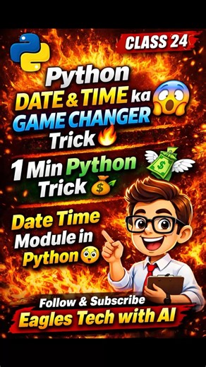 Class 24: Python DateTime Module in 60 Seconds ⚡ (Full Magic)