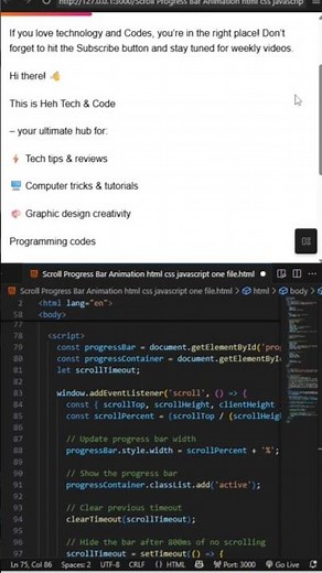 Scroll Progress Bar HTML, CSS & JavaScript. #ScrollProgressBar #html #js
