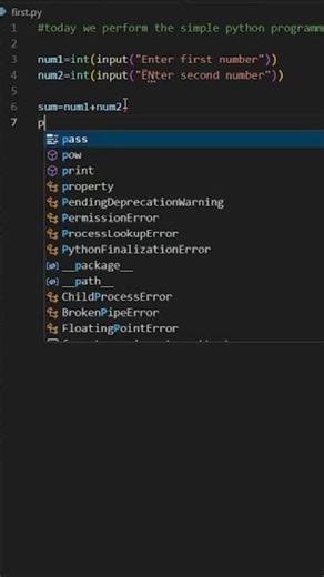 Python Program to Add Two Numbers | Python for Beginners #coding #codingforbeginners #youtube