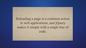 How To Reload Page In Jquery