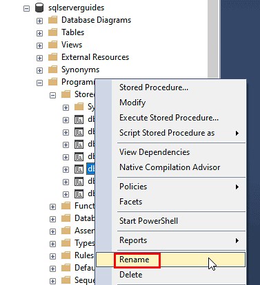 Rename stored procedure in SQL Server - DatabaseFAQs.com