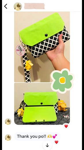 Custom pouch for Nintendo 3ds xl - client chose a color pattern that perfectly matches her Nintendo. 💚 #quiltedpouch #custommade #sewingproject #foryou #handmade