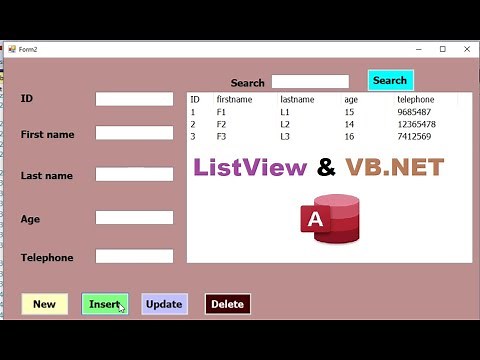 VB.NET tutorial: insert update delete and search in listview with MS Access database