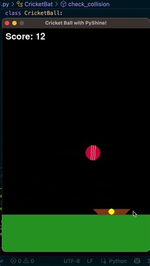 Cricket bouncing ball game in Python - Part1⚡️ #shorts