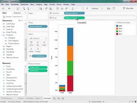 How to Create a Stacked Bar Chart Using Multiple Measures in Tableau