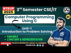 L-04 | Computer Programming Using C | Unit-1 | Concept of Variables