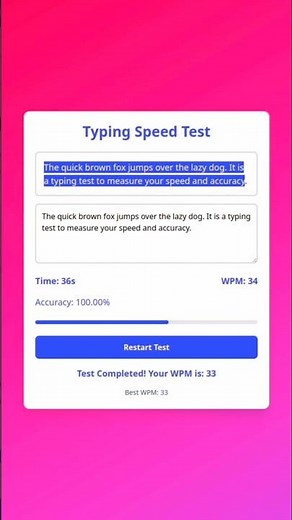 Build a Typing Speed Test with HTML, CSS & JavaScript | WebCraft & Devs #html #coding #typing
