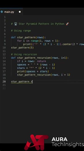 How to Print Pyramid Star Pattern in Python Beginner Tutorial #python #shorts #viralshort