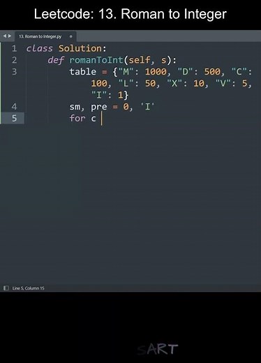 Leetcode 13. Roman to Integer in Python | Python Leetcode | Python Coding Tutorial | Python ASMR