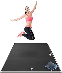 Gorilla Mats Large Exercise Mat – 6'x4', 7'x4', 7'x5', 8'x4', 10'x4' (1/4" Thick) – Ultra Durable Workout Mat for Home Gym Flooring – Non-Slip, Flat Fitness, Yoga & Weight Lifting Floor Mat